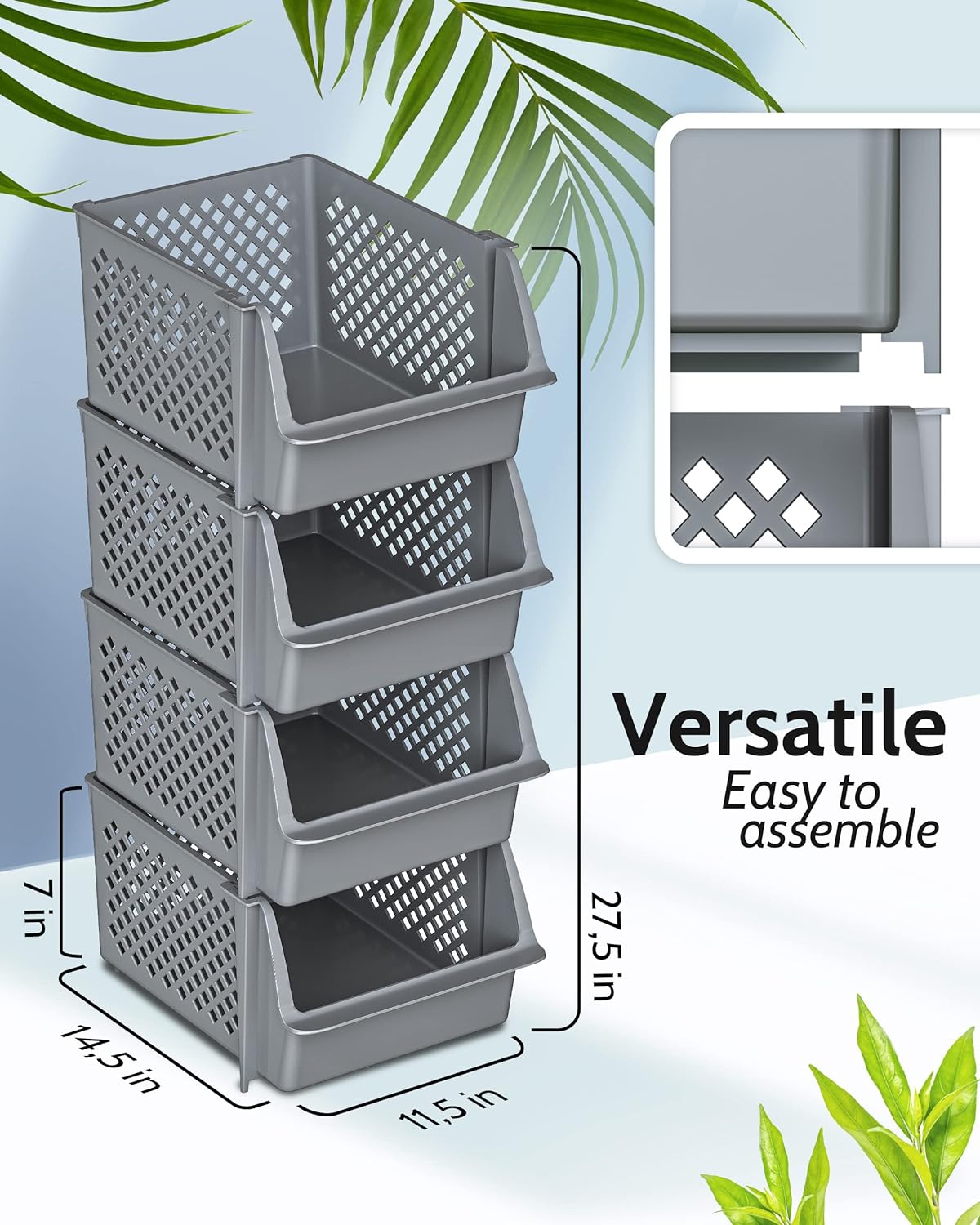 Detalle 2 de TidyFriend 4 Pack Stackable Storage Bins Open Front