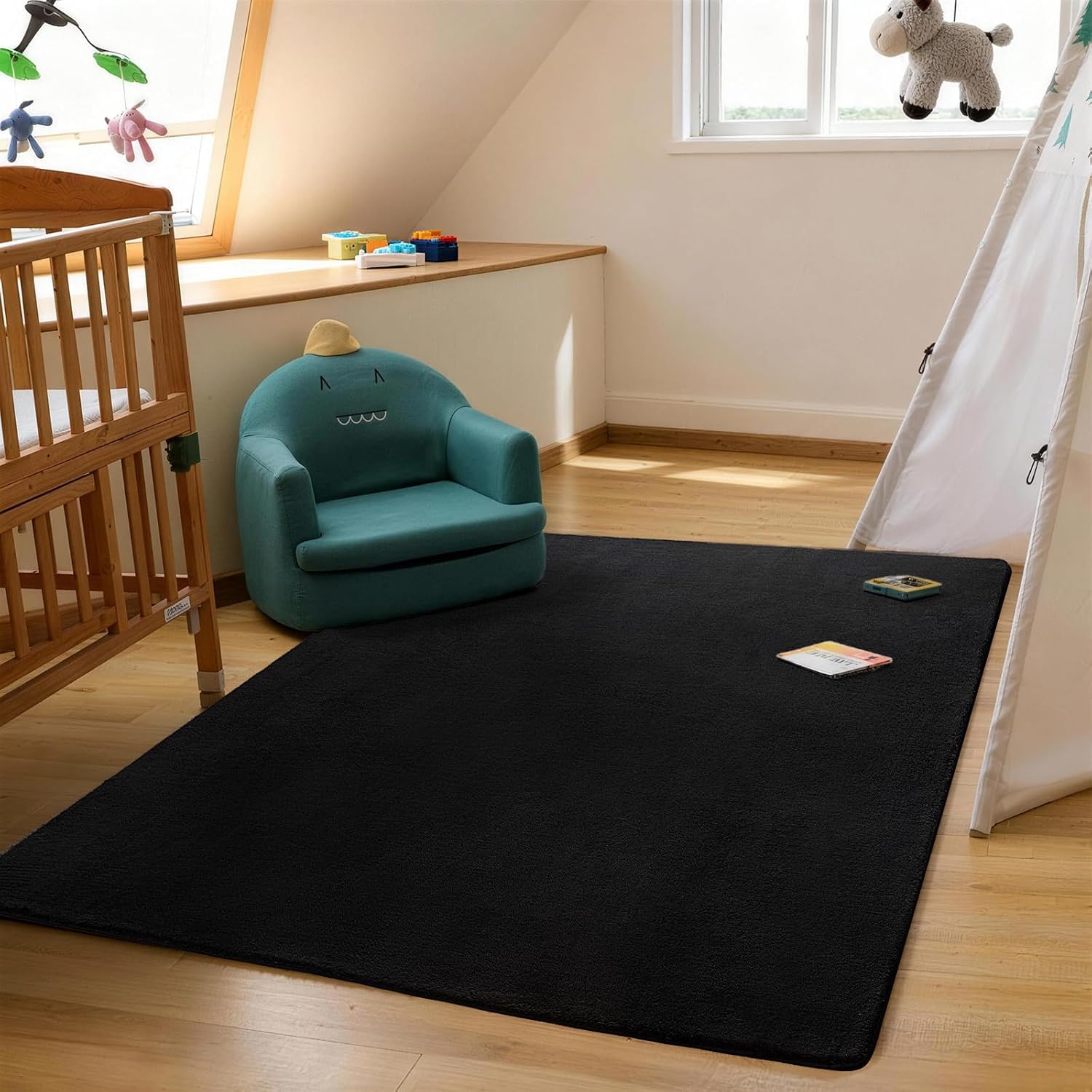 Thumbnail 6 de XSIVOD Soft 200x230 cm Black Area Rug – Non-Slip Plush Shag for Living Room