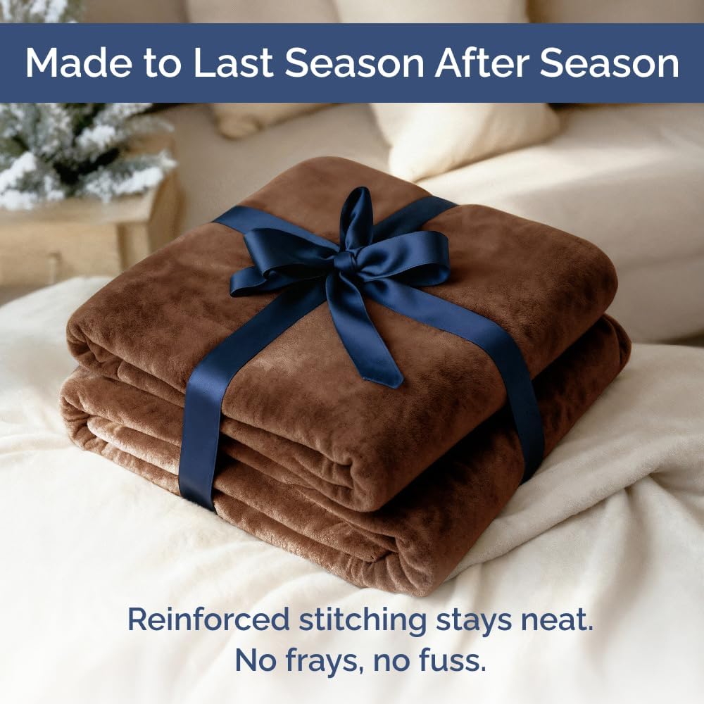 Thumbnail 6 de Ultra Soft Fleece Blanket Twin Size (Flannel Fleece Luxury) in Brown — Lightweight, Thick & Breathable Throw