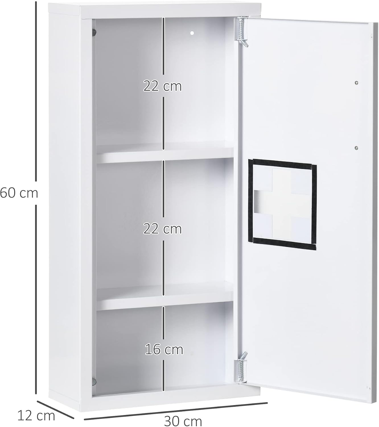 Detalle 1 de kleankin Armoire pharmacie murale 30x12x60 cm
