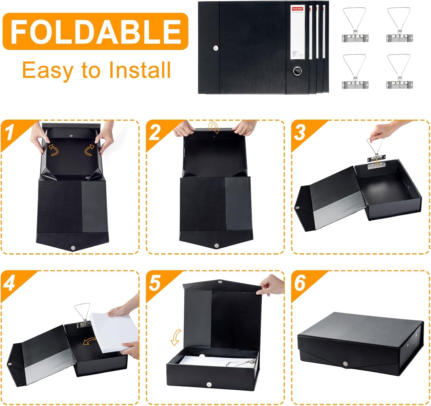 Thumbnail 2 de Srvnpioy Lot de 4 Boîtes A4 noir