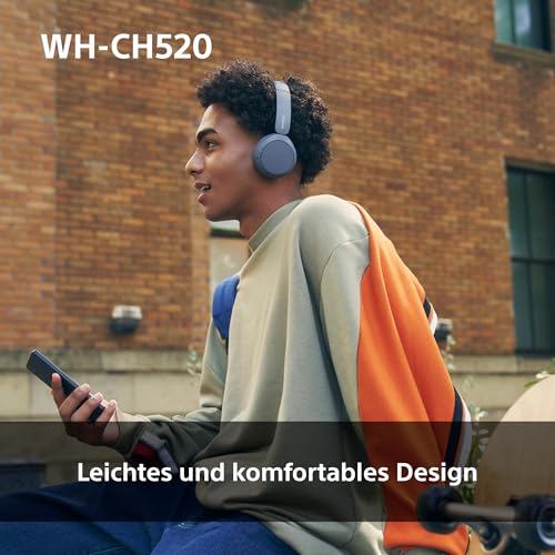Detalle de Sony WH-CH520 Kabellose Bluetooth-On-Ear-Kopfhörer Schwarz – lange Akkulaufzeit, einfach bedienbar