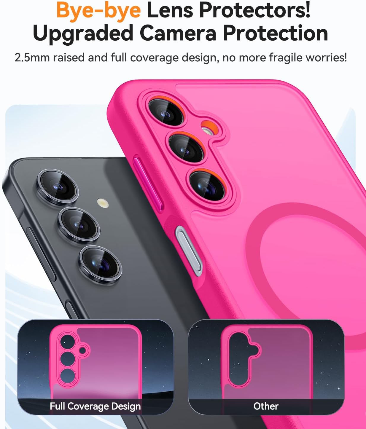 Thumbnail 1 de Coque magnétique CANSHN pour Samsung Galaxy A16 (6,7 pouces) – fond mat translucide rose vif