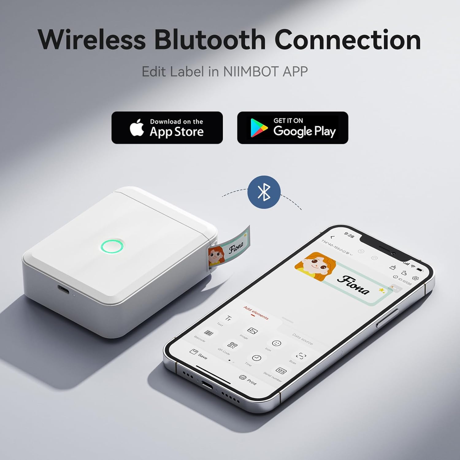 Detalle de NIIMBOT D110 Portable Bluetooth Label Maker 203 DPI