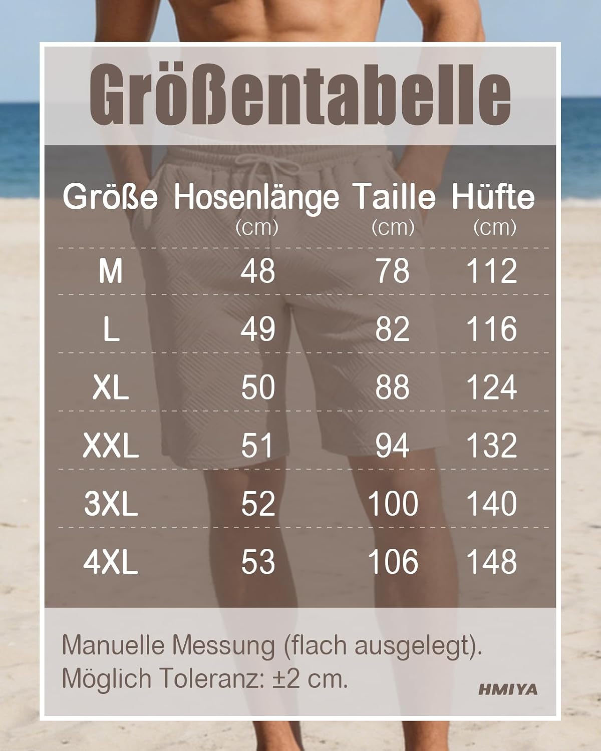 Detalle de HMIYA Herren Shorts Textur Stretch – bequeme Sommerfreizeit mit elastischem Bund und Taschen