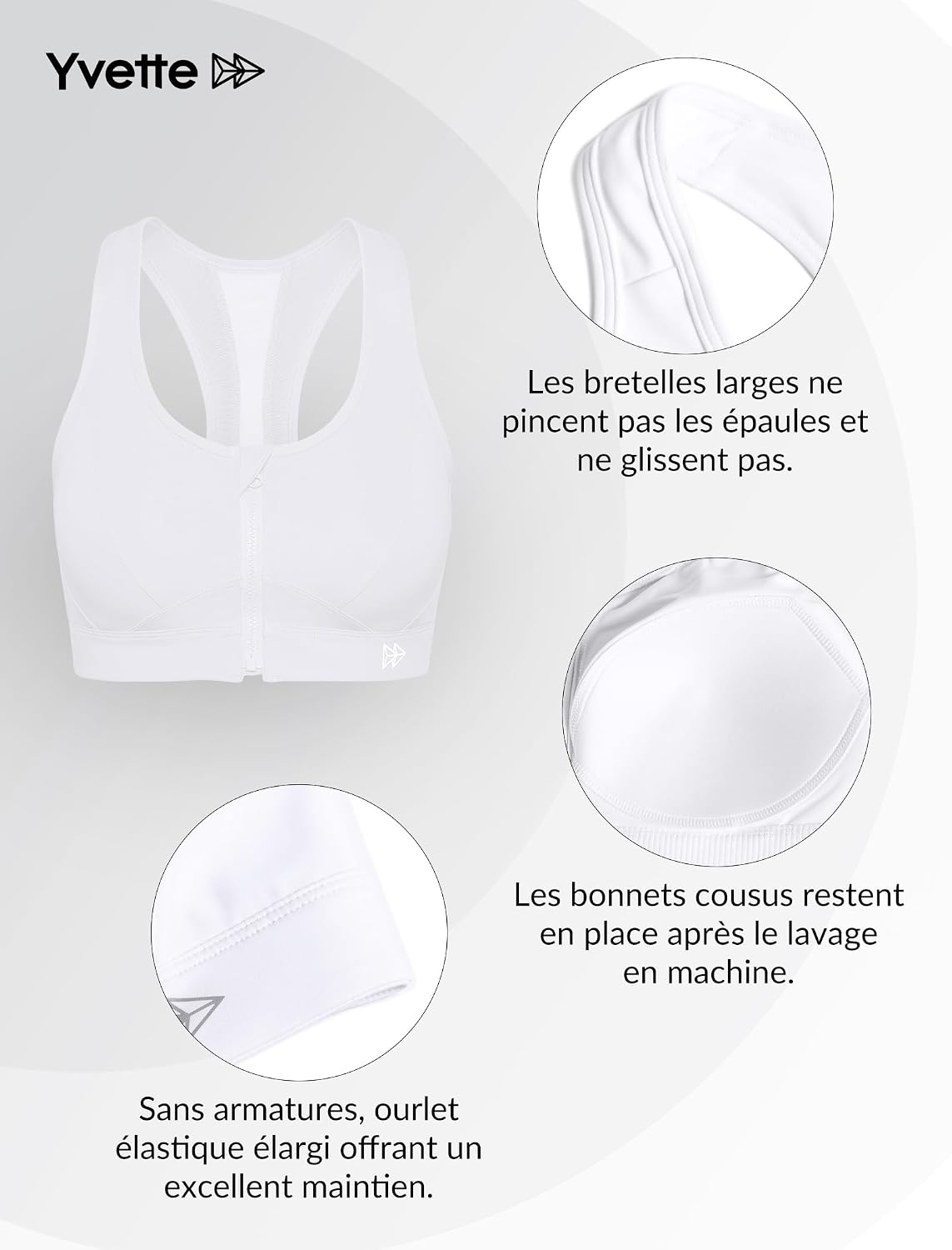 Detalle 2 de Yvette Soutien-Gorge de Sport Zippé 1 pièce