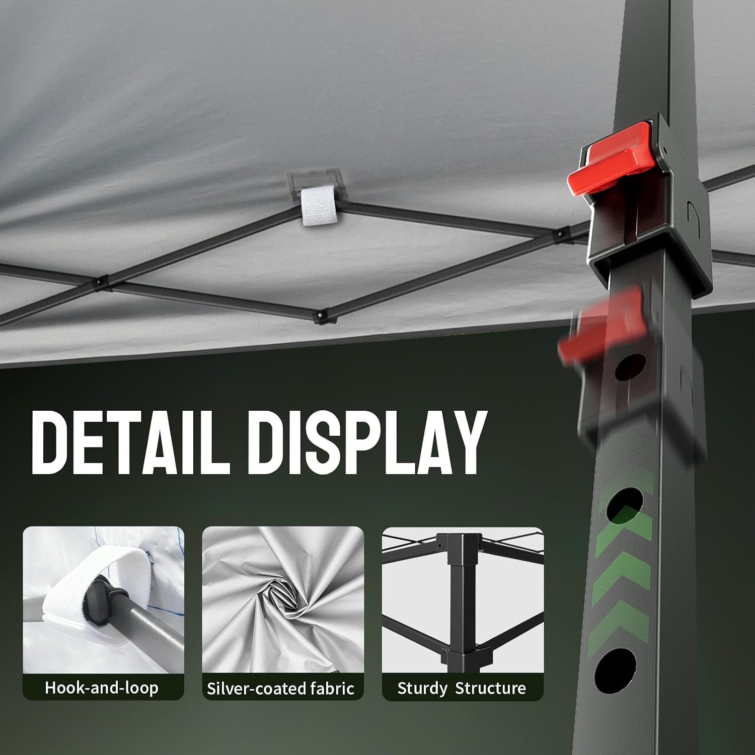 Thumbnail 4 de CROWN SHADES RS100C 10x10 Pop-Up Canopy with One-Push Lock, Sky Blue