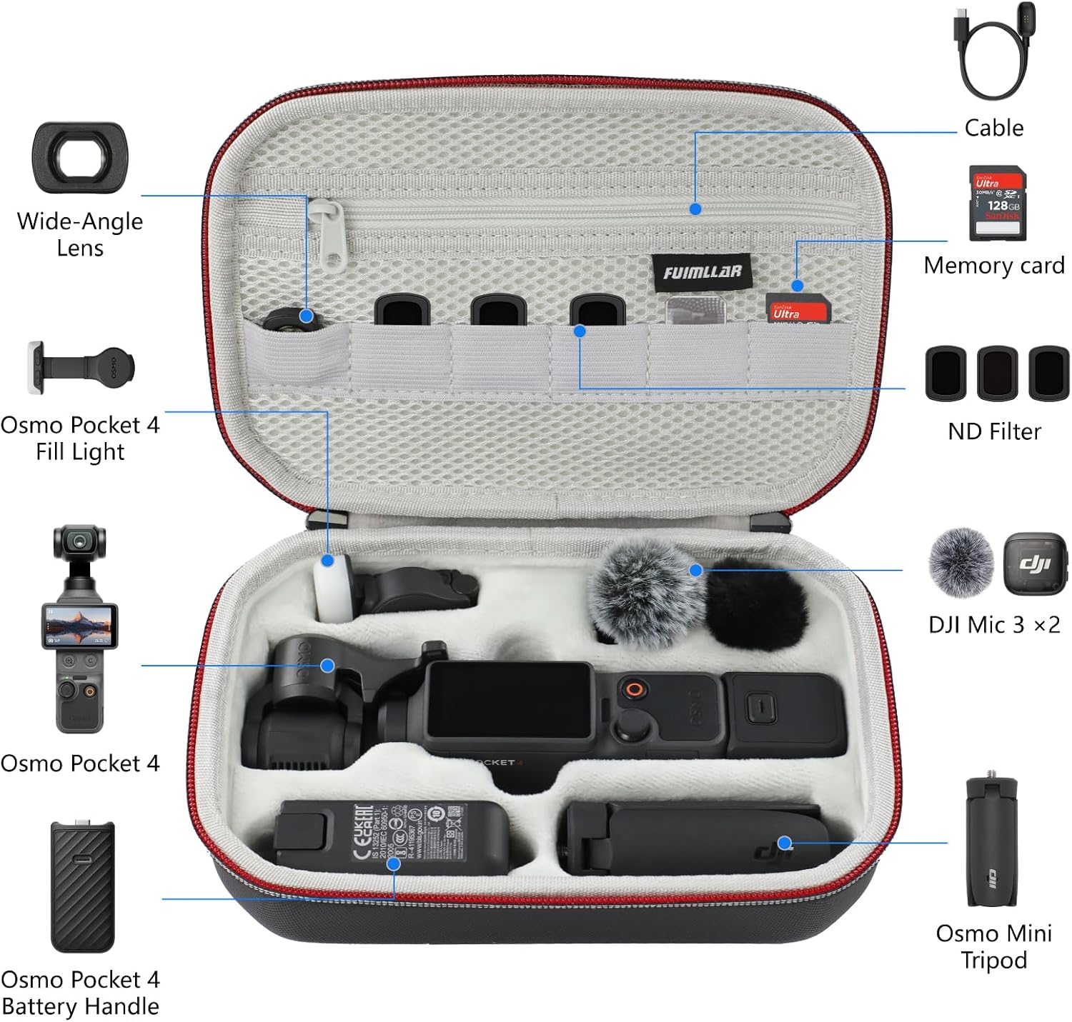 Detalle 2 de Fuimllar Pocket 4 Case Carrying Case for Osmo Pocket 4 Creator Combo