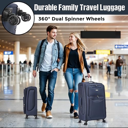 Thumbnail 7 de FLYMAX 24\" Medium Super Lightweight 4-Wheel Suitcase (Navy)