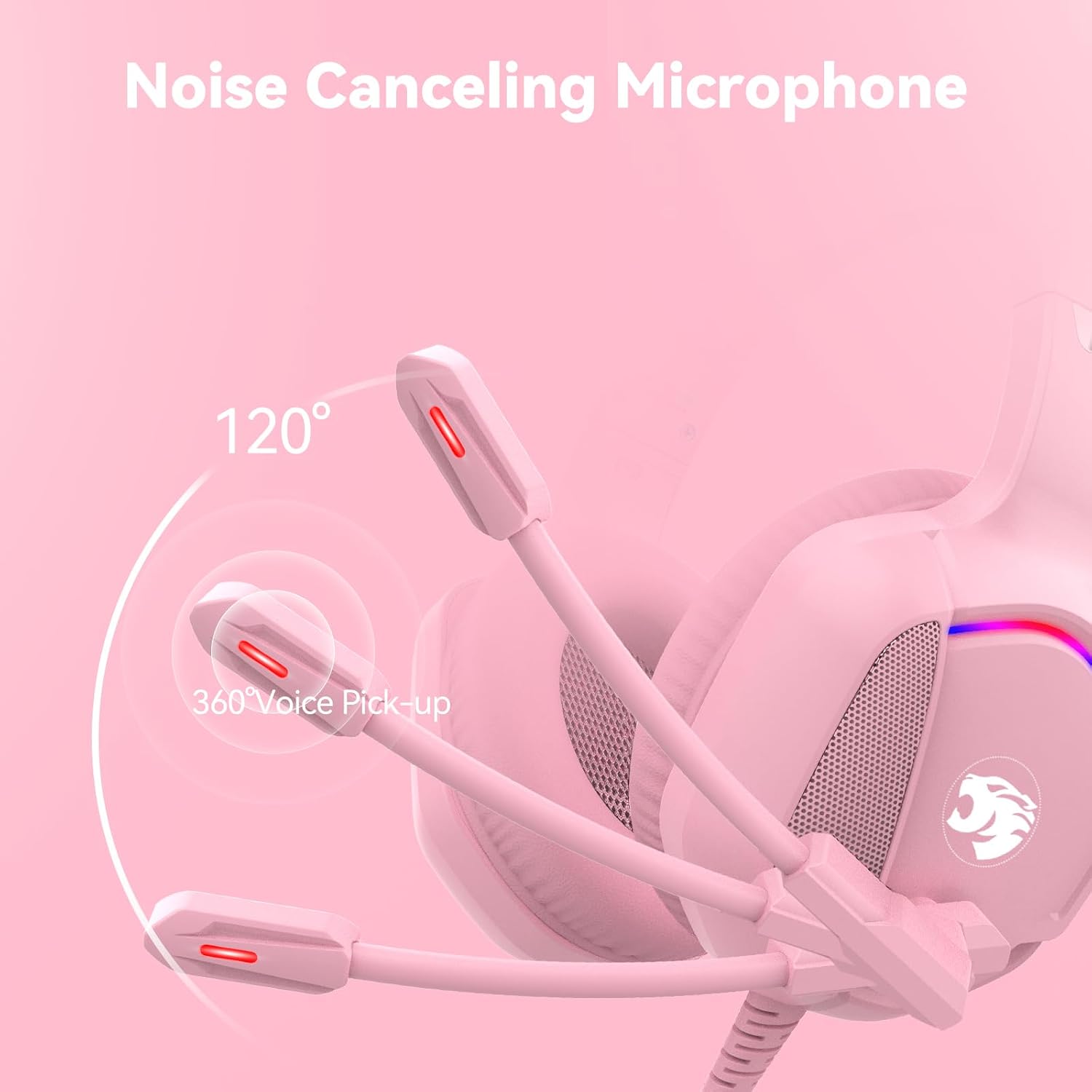 Detalle de Gaming Headset with Microphone (Pink) for PC, PS4/PS5, Xbox One/Series X|S, Switch & 3.5mm Devices