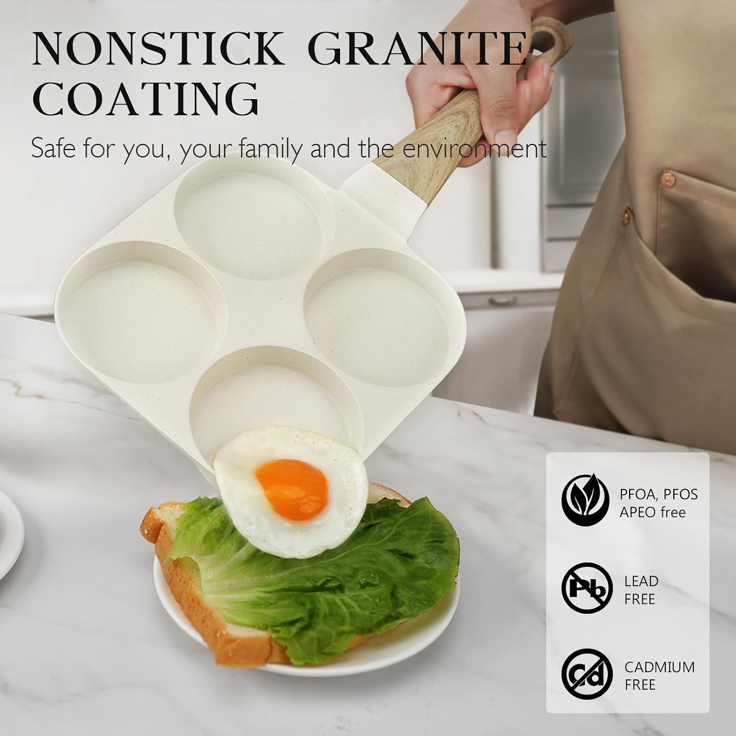 Detalle 1 de GiPP G1-U-Ski-34-BE – patelnia do omletów z 4 komorami, nieprzywierająca