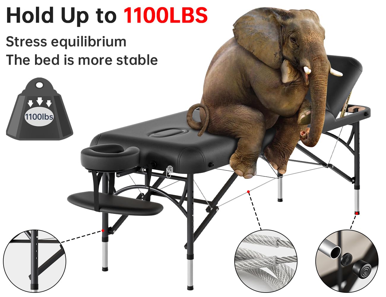 Thumbnail 1 de CLORIS 84" Professional Massage Table (Portable, 3-Section) — Height Adjustable with Carrying Bag