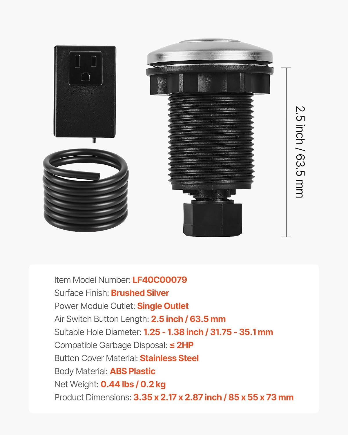 Thumbnail 6 de VEVOR Garbage Disposal Air Switch Kit, Stainless Steel