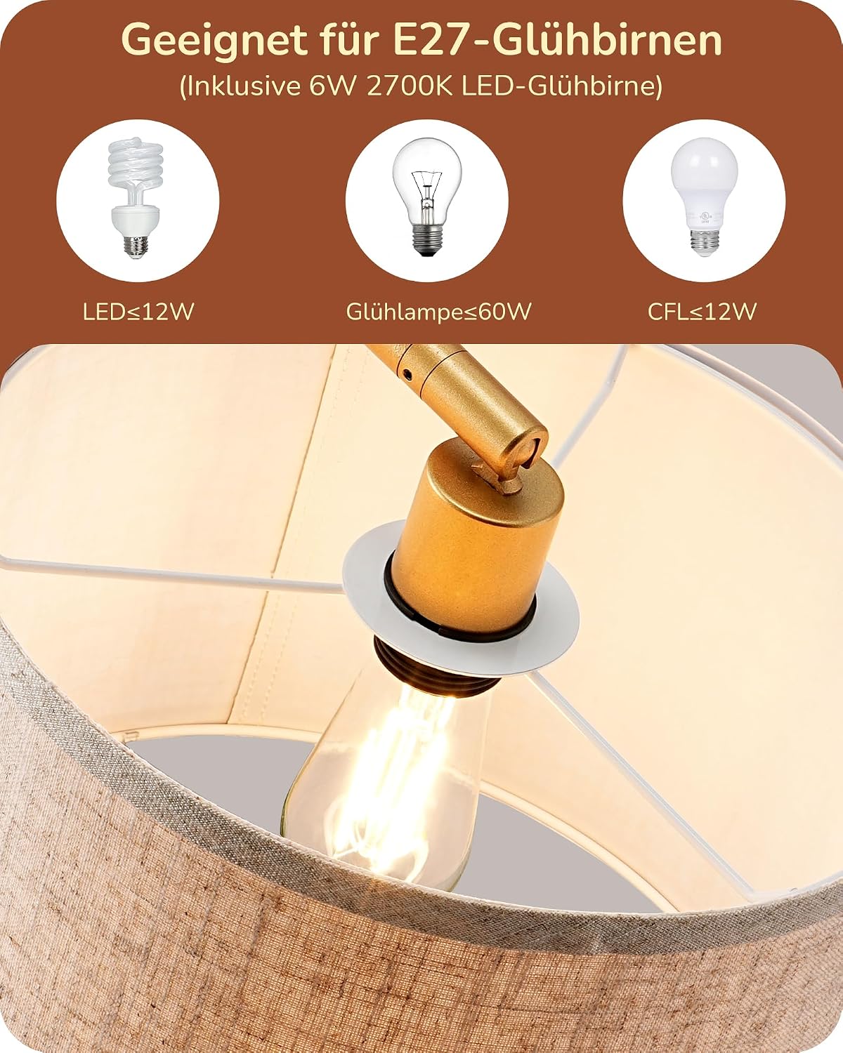 Thumbnail 4 de EDISHINE Stehlampe Wohnzimmer 161 cm mit Bogen