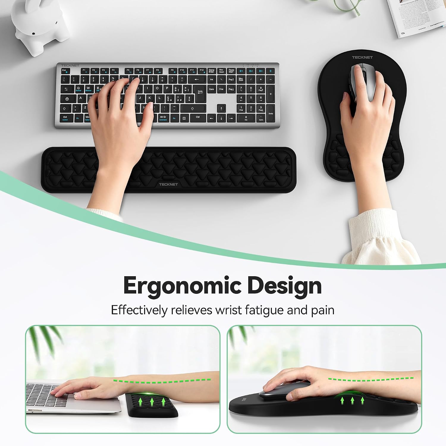 Detalle de TECKNET Ergonomic Mouse Mat Wrist Support and Keyboard Wrist Rest with Massage Design