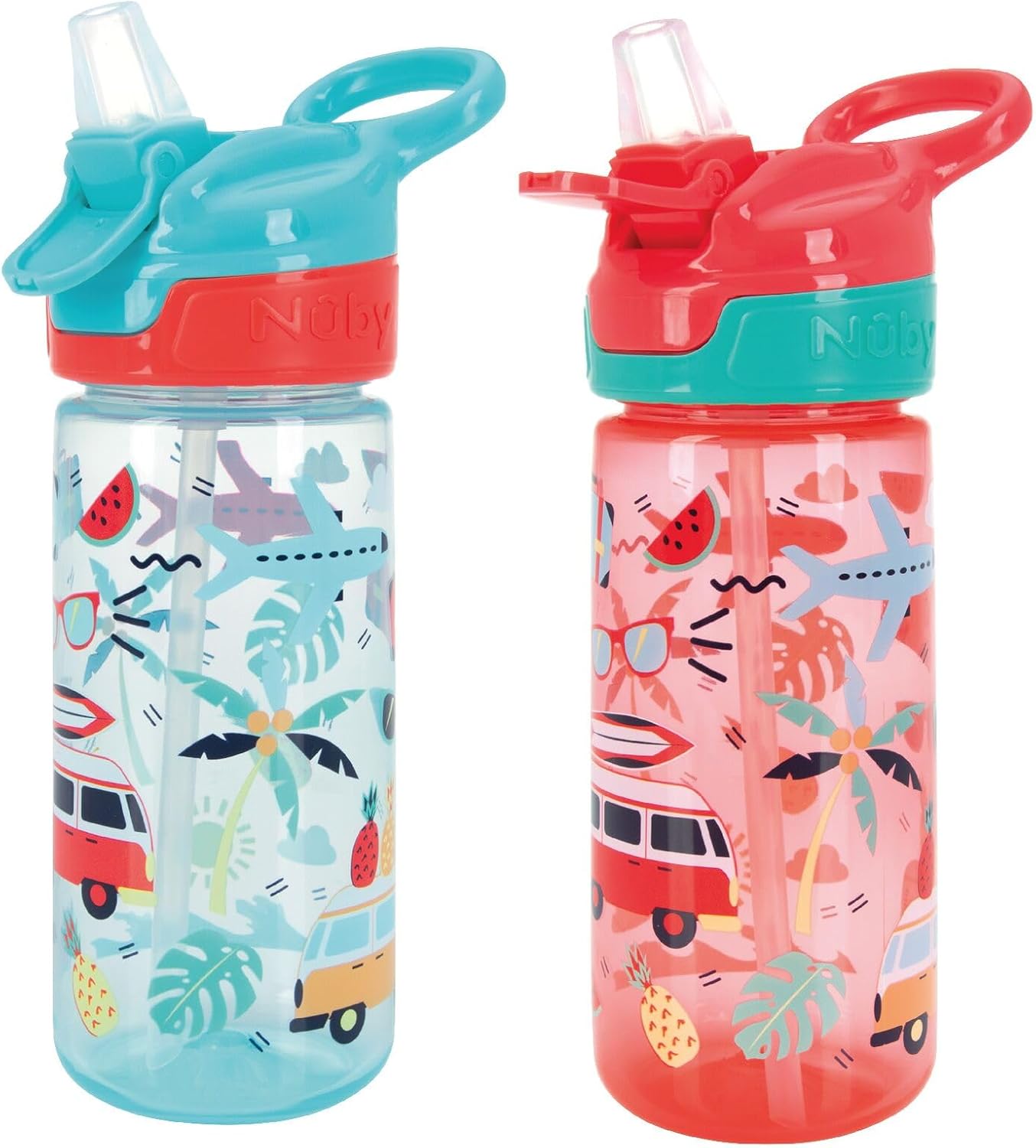 Thumbnail 2 de Nuby Super Quench 540ml Straw Water Bottle – Spill Proof Toddler Sippy Cup (Pack of 2)