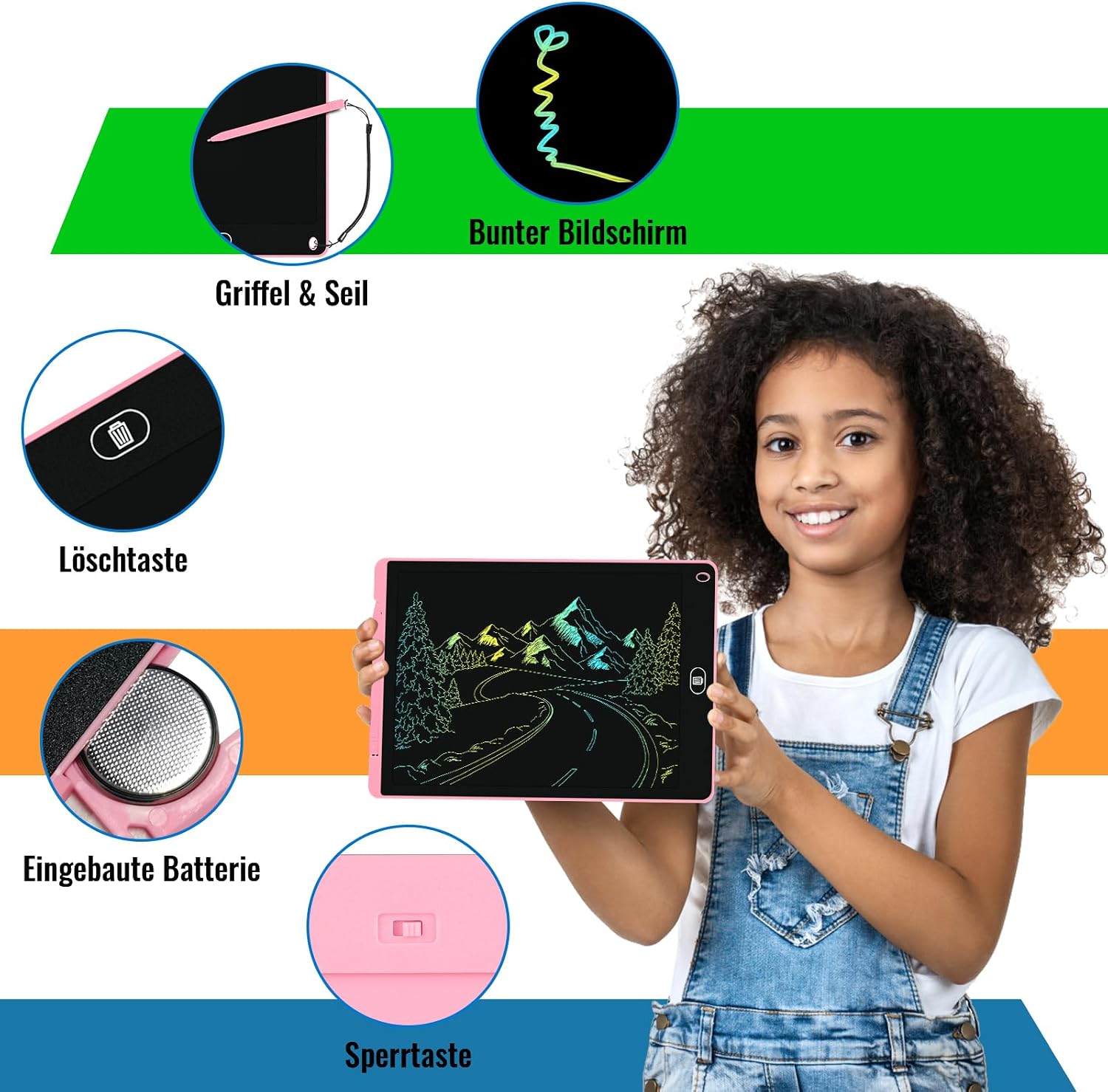 Detalle de Electight HK-12A-EBDECAT1L LCD-schrijfbord, 12 inch, set van 2 met wisfunctie