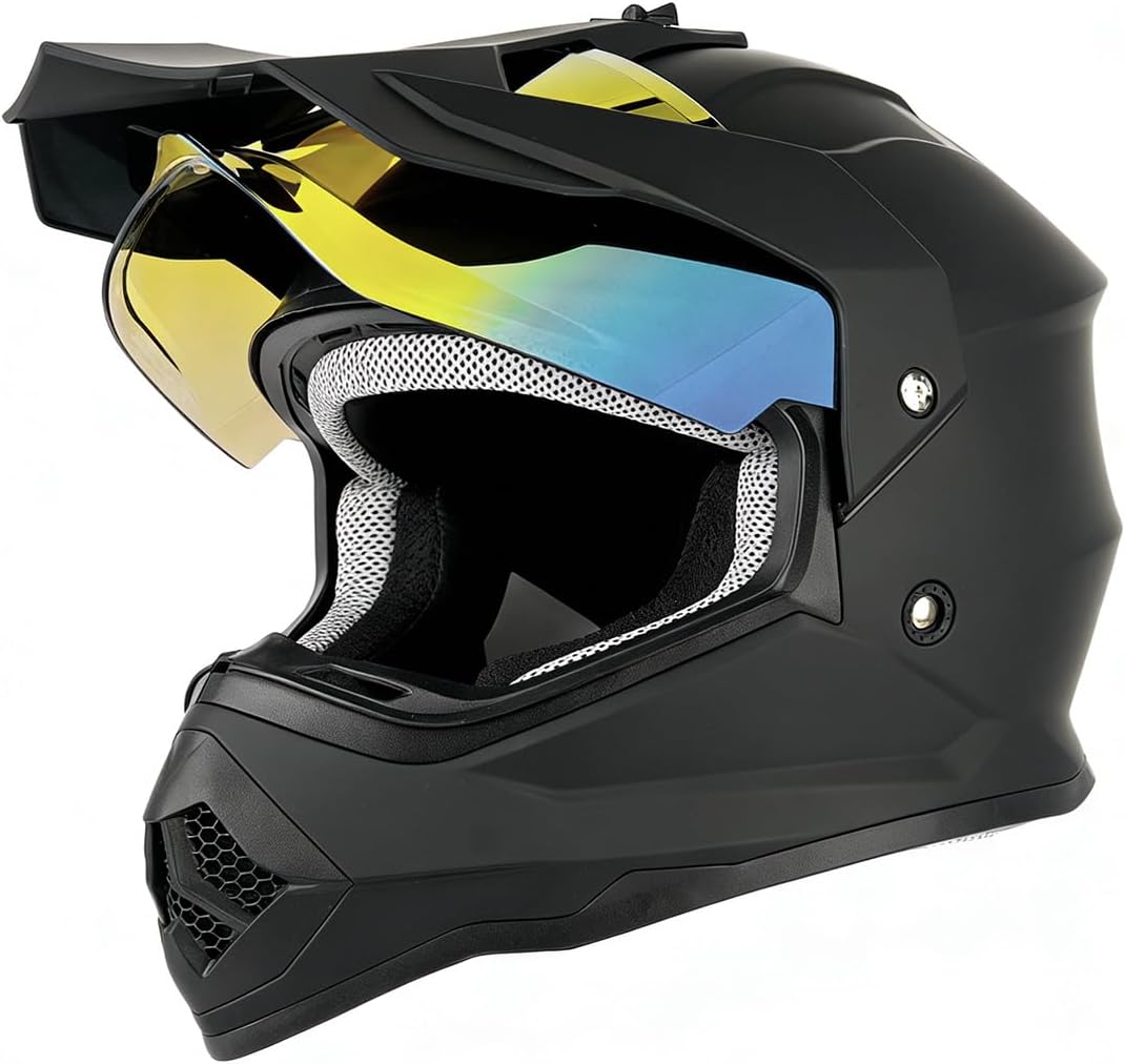 Detalle 2 de Orthrus Youth Dirt Bike Helmet DOT Approved Dual Sport Full Face Helmet (Matte Black, X-Large)