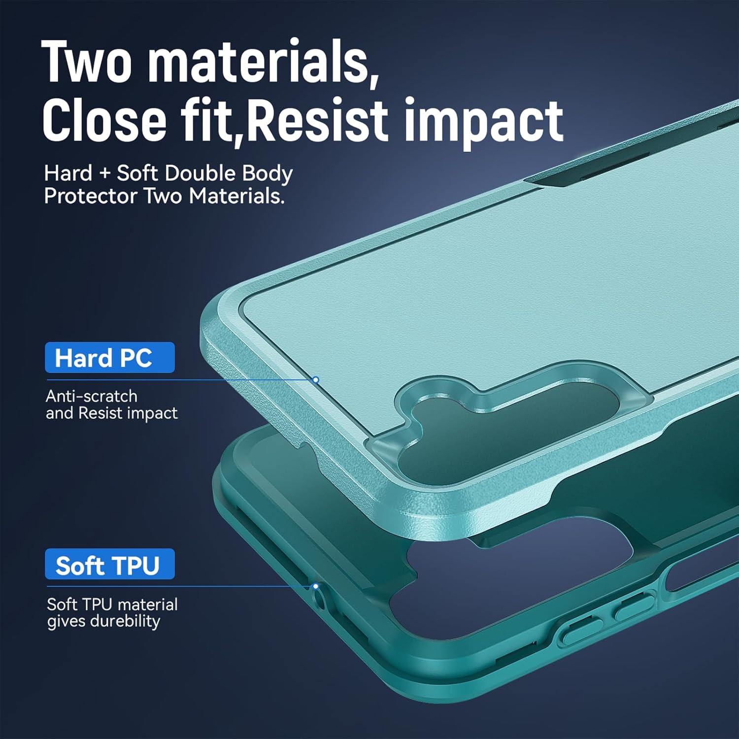 Detalle 2 de Warsia Galaxy A15 5G Rugged Phone Case, Green, Dual-Layer with Screen Protector