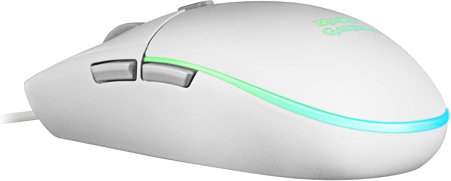 Detalle de Mars Gaming MMGW Souris Gamer Blanche RGB Flow 3200 DPI, anti-dérapant, switches HUANO