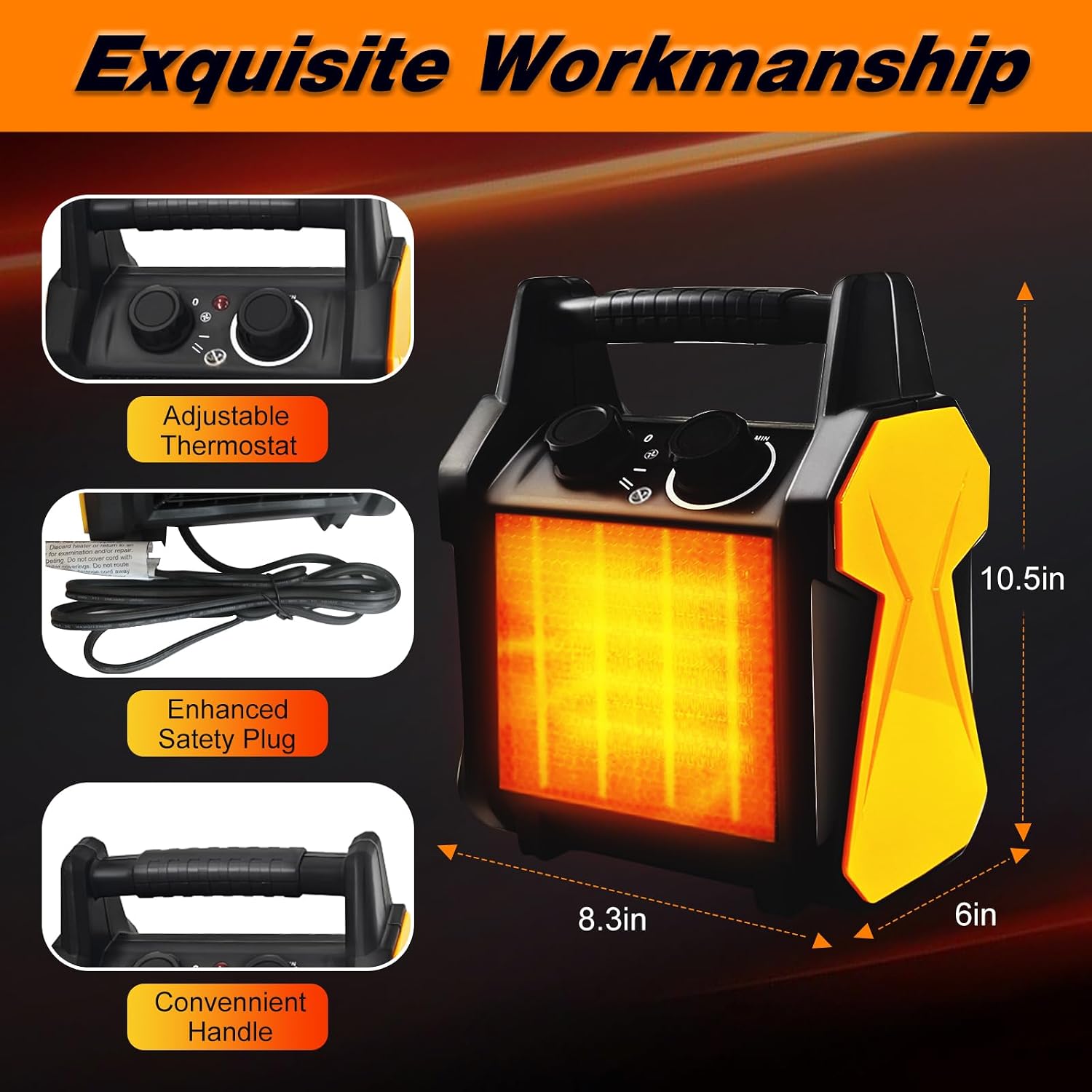 Detalle 2 de Buyplus BGP2001-15 1500W Portable PTC Ceramic Patio Heater