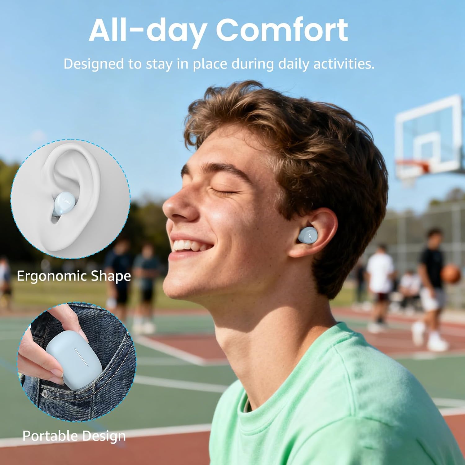 Thumbnail 2 de TOZO A1 In-Ear Kopfhörer – Kabellos Bluetooth 5.3, 32 Std. Wiedergabe, IPX5, kleines Ohrdesign, Blau
