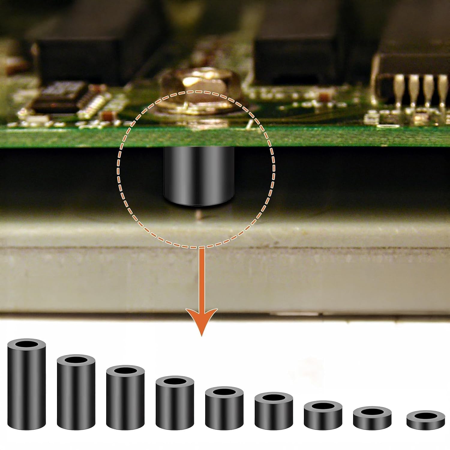 Thumbnail 4 de SWTYExt Kunststoff Distanzhülsen M8 – runde Abstandshalter für M8-Schrauben, 50 Stück (ABS/Nylon), schwarz