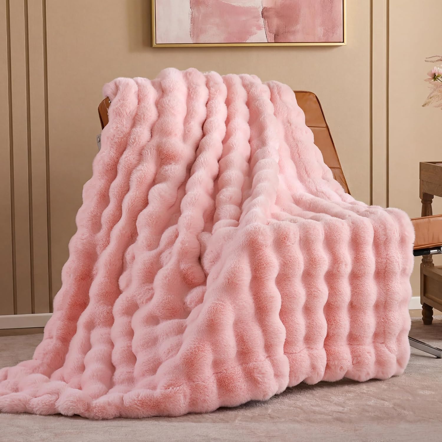 Detalle de Smoofy Faux Fur Throw Blanket 50" x 60" ๐