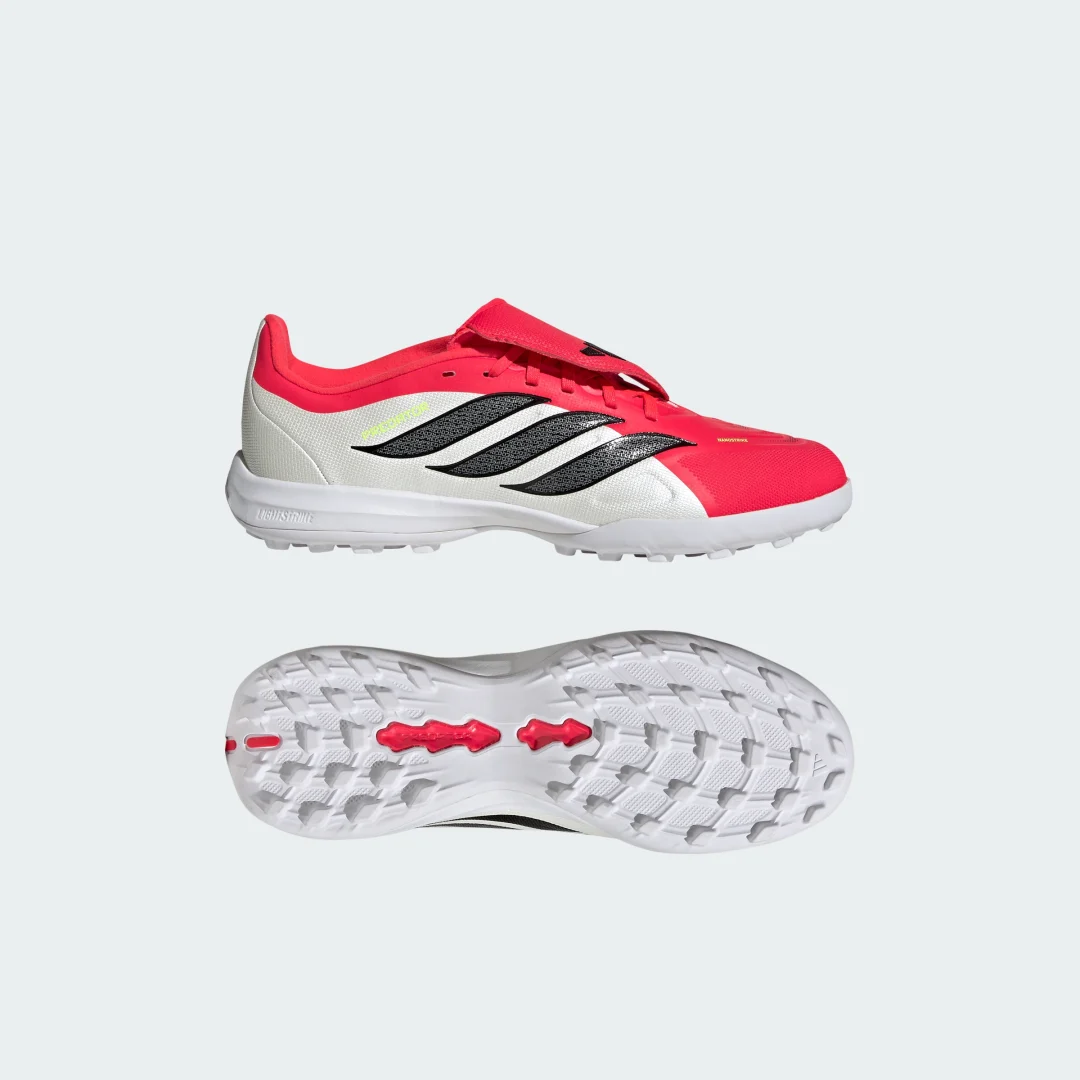 Detalle de Zapatilla de fútbol Predator League de Adidas (lengüeta plegable) – moqueta, Rojo