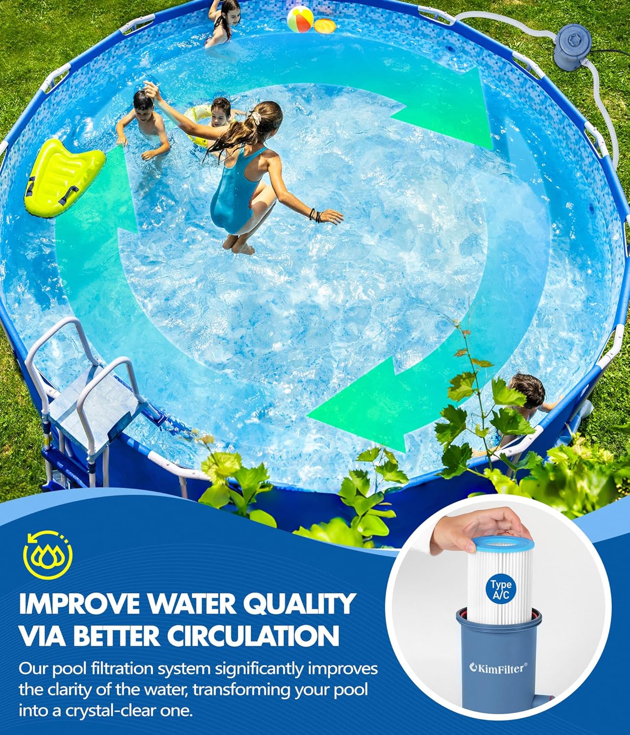 Detalle de KimFilter Pro Series 1000 GPH Above Ground Pool Filter Pump
