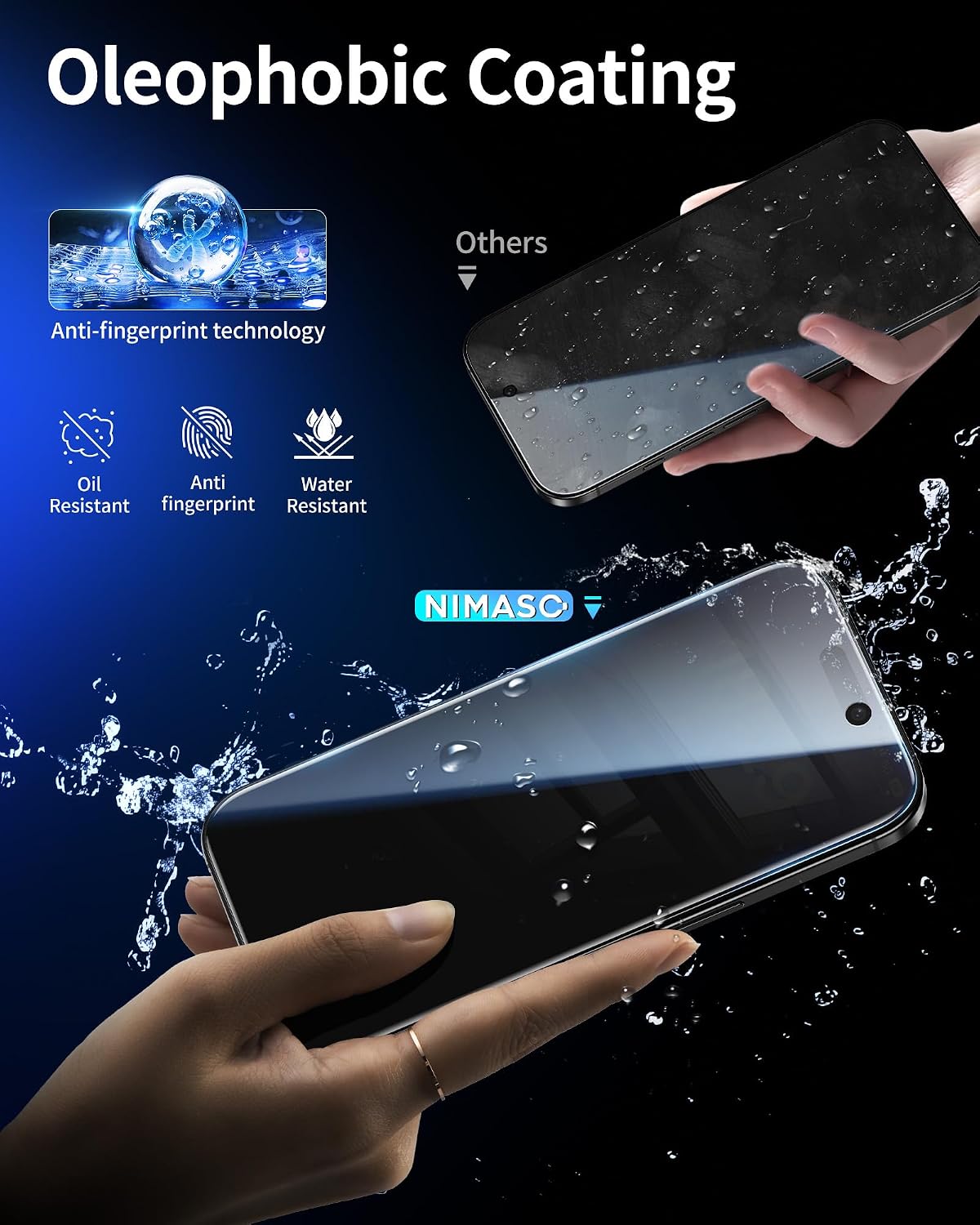 Thumbnail 6 de NIMASO Privacy Tempered Glass Screen Protector for iPhone 17 Pro (6.3-inch) – 9H, anti-spy, dust-free instant install, 2-pack
