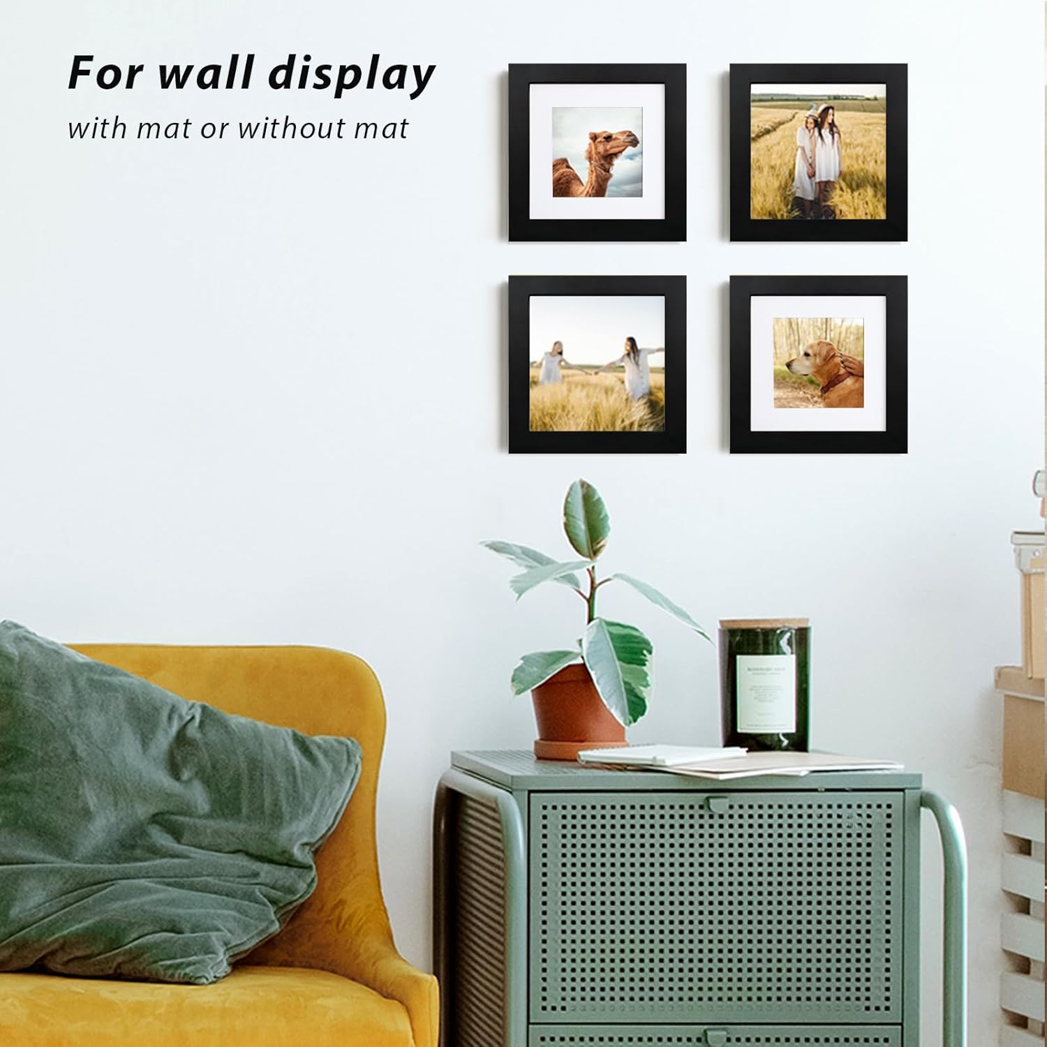 Thumbnail 4 de EGOFINE 5x5 Photo Frames in 100% Solid Wood, Black (5x5 Opening) – Wall & Table Display