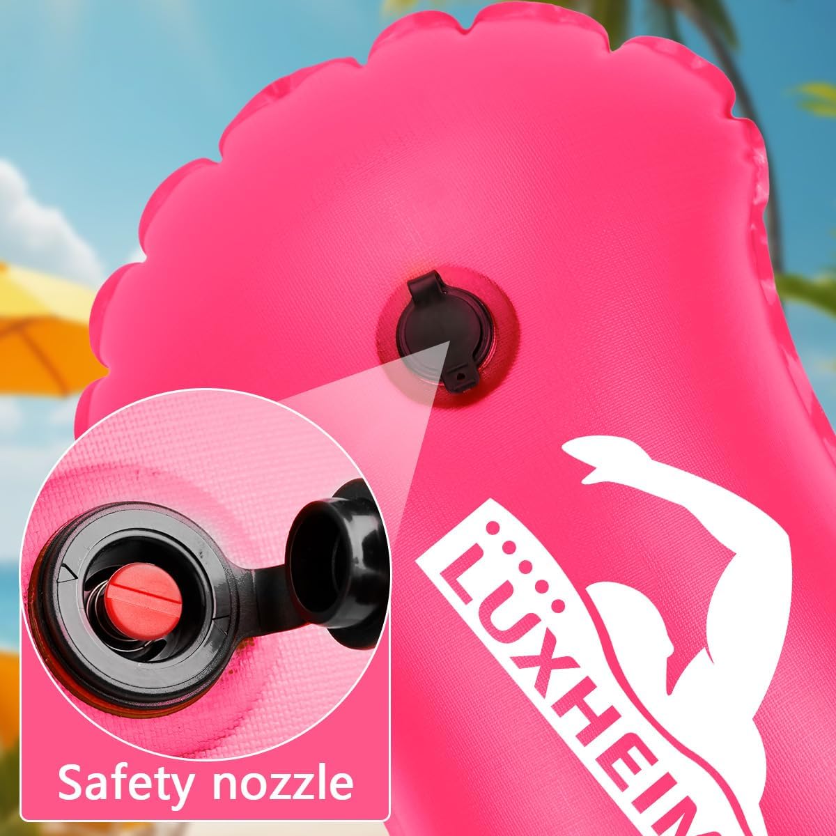Detalle de LUXHEIM 2er‑Pack Schleppschwimmer für Offenes Wasser – Leuchtende Sichtbarkeit, verstellbarer Gürtel, wasserdicht