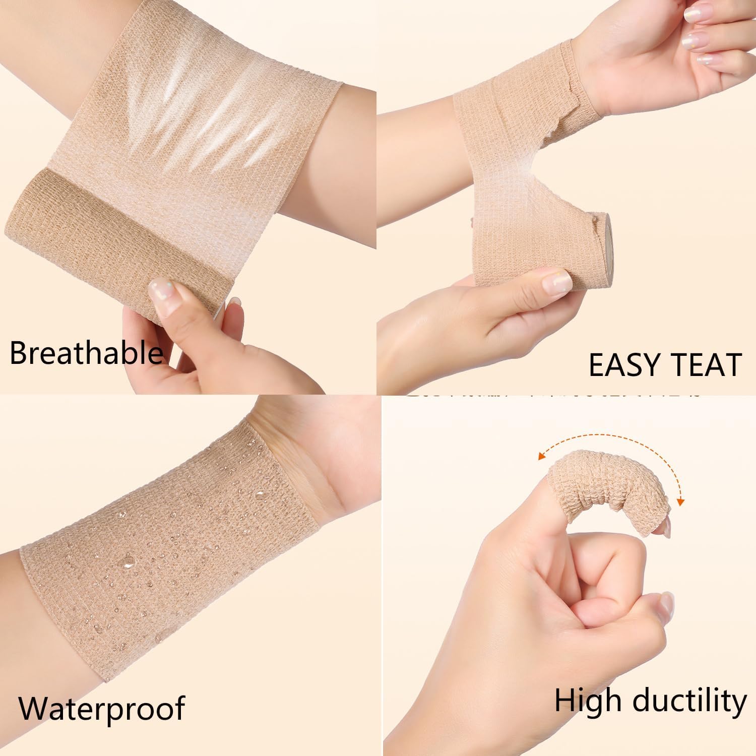 Thumbnail 4 de ANAMPION selbstklebender Verband (9 Rollen), 7,5 cm x 4,5 m – elastische Vlies-Bandage in Hautfarbe für Mensch & Tier