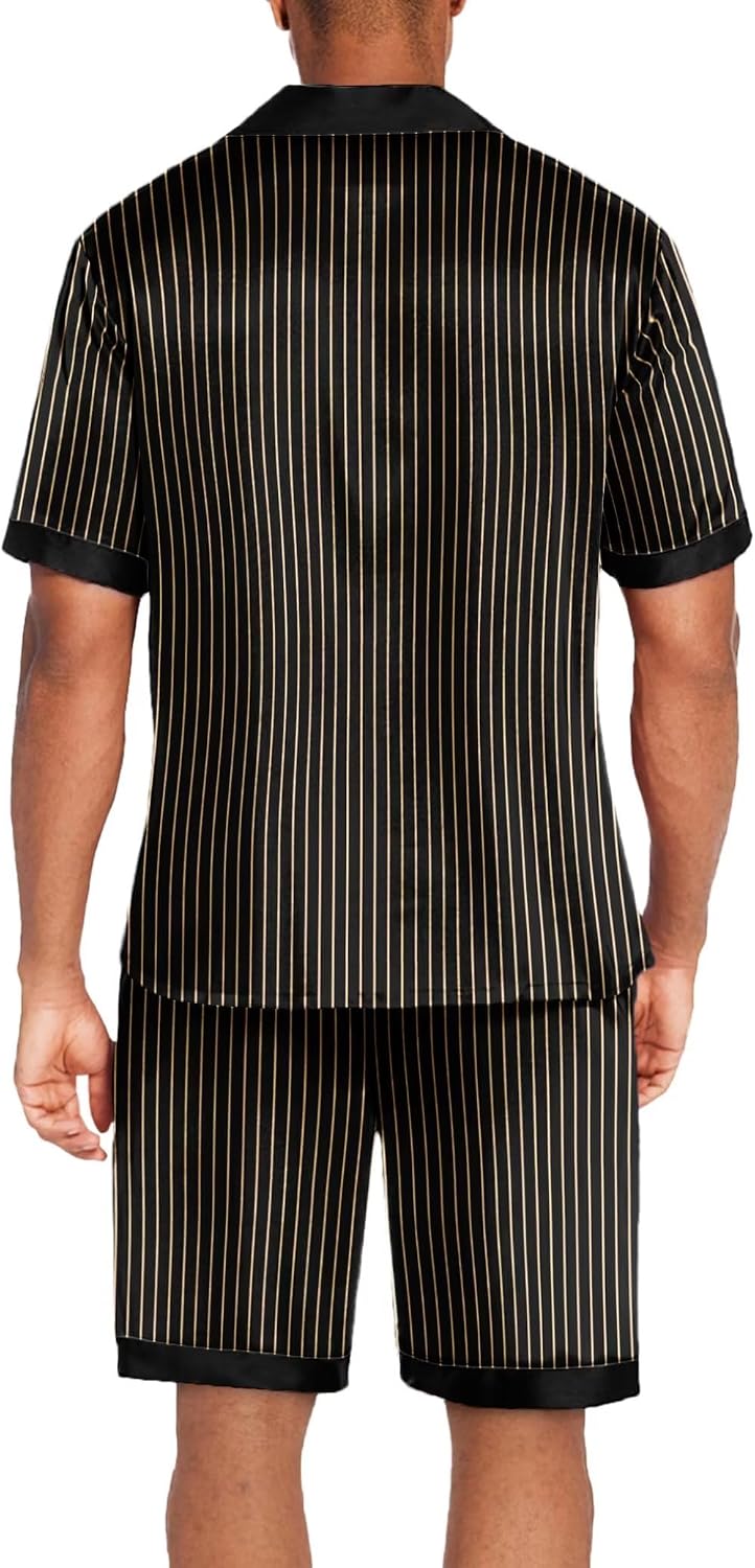 Detalle de Ekouaer Men's Satin Pajama Set