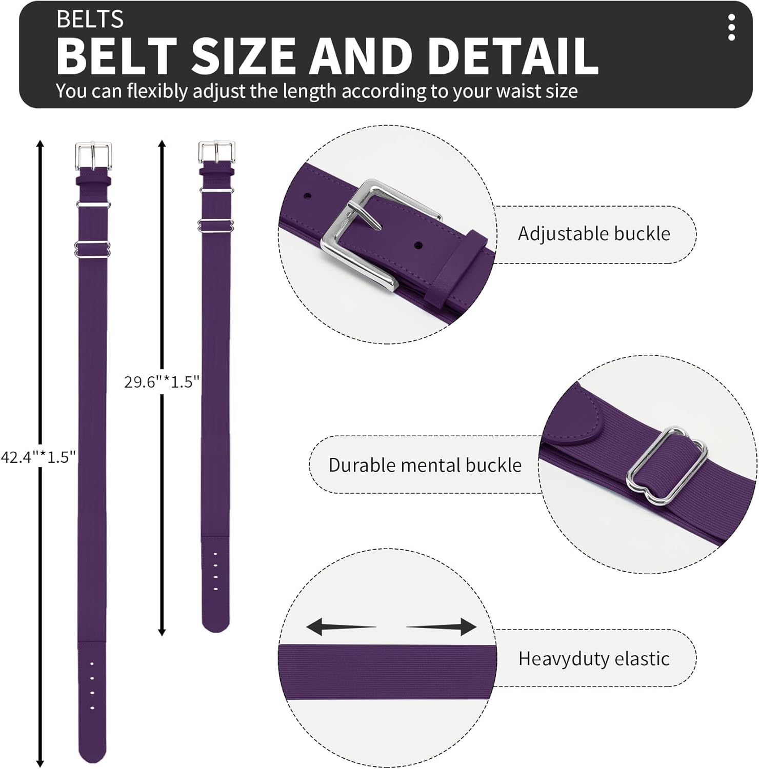 Thumbnail 4 de QBK 2-16Y Toddler Baseball Socks and Belt Combo Set (2 Pairs of Socks & 1 Belt)