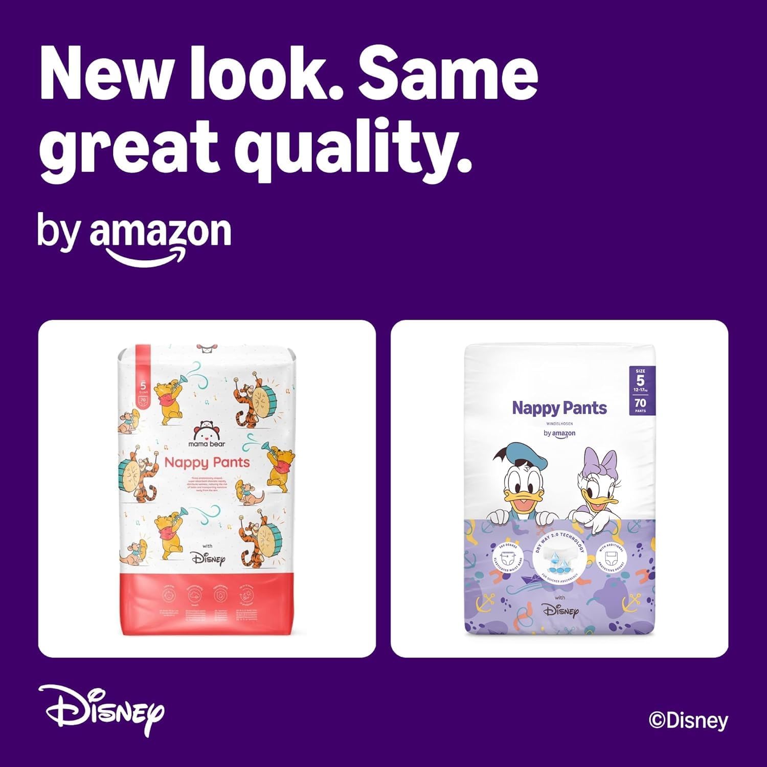 Detalle 2 de Disney Windelhosen Größe 5 (12–17 kg), 70 Stück – Healthcare by Amazon