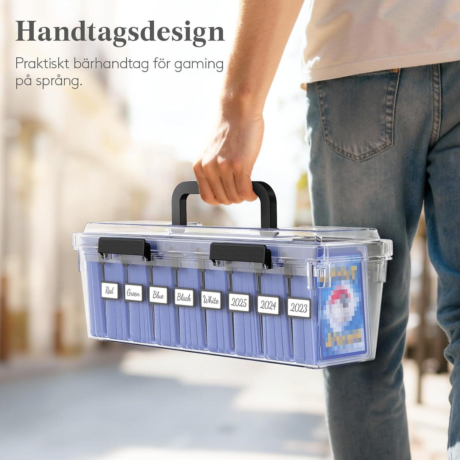 Thumbnail 6 de Lifewit förvaringsbox för samlarkort med handtag, top loader-förvaring och avdelare