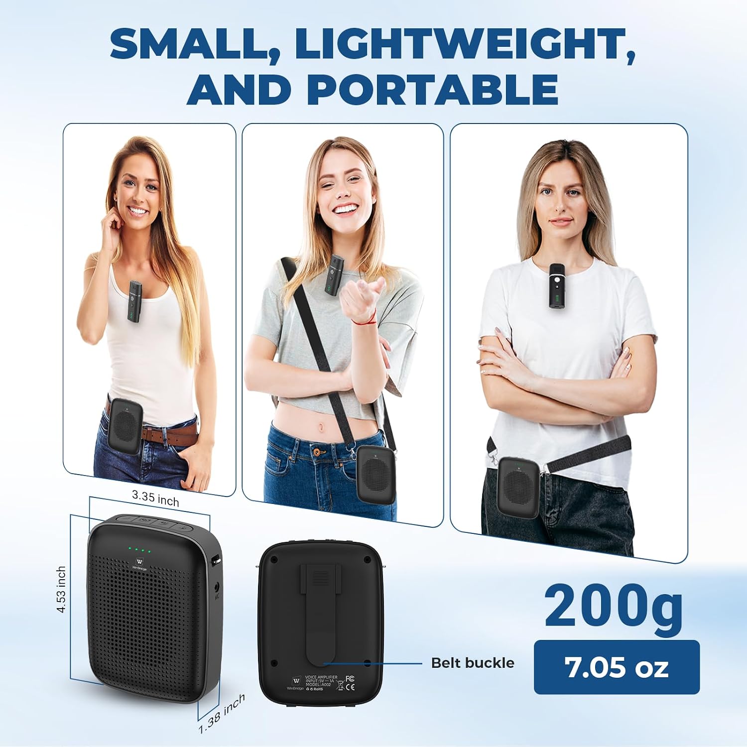 Thumbnail 4 de HW HAOWORKS A006 Voice Amplifier, 15W Bluetooth PA with Wireless Lapel Mic