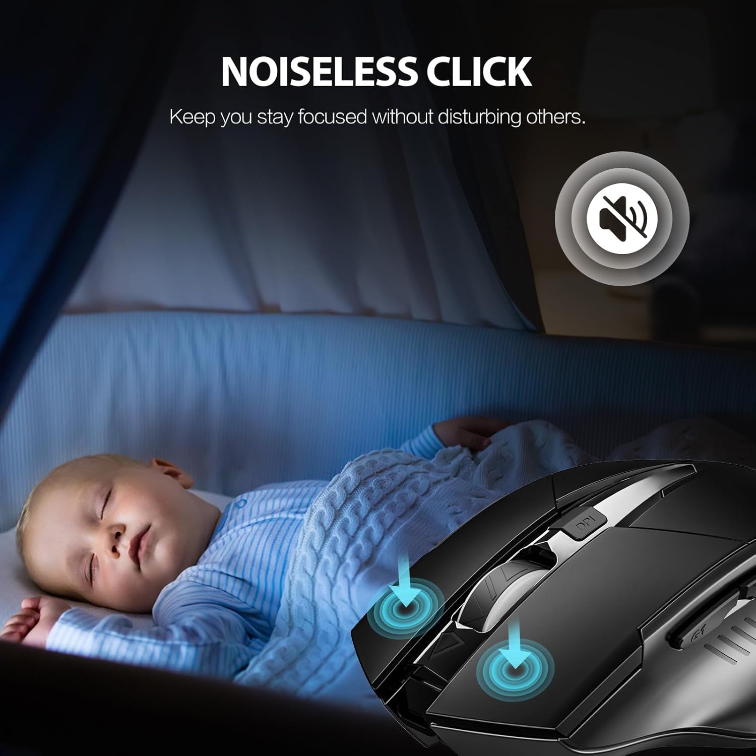 Thumbnail 4 de INPHIC Wireless Mouse Rechargeable: Ergonomic 2.4G Cordless, 800–1600 DPI with Silent Click