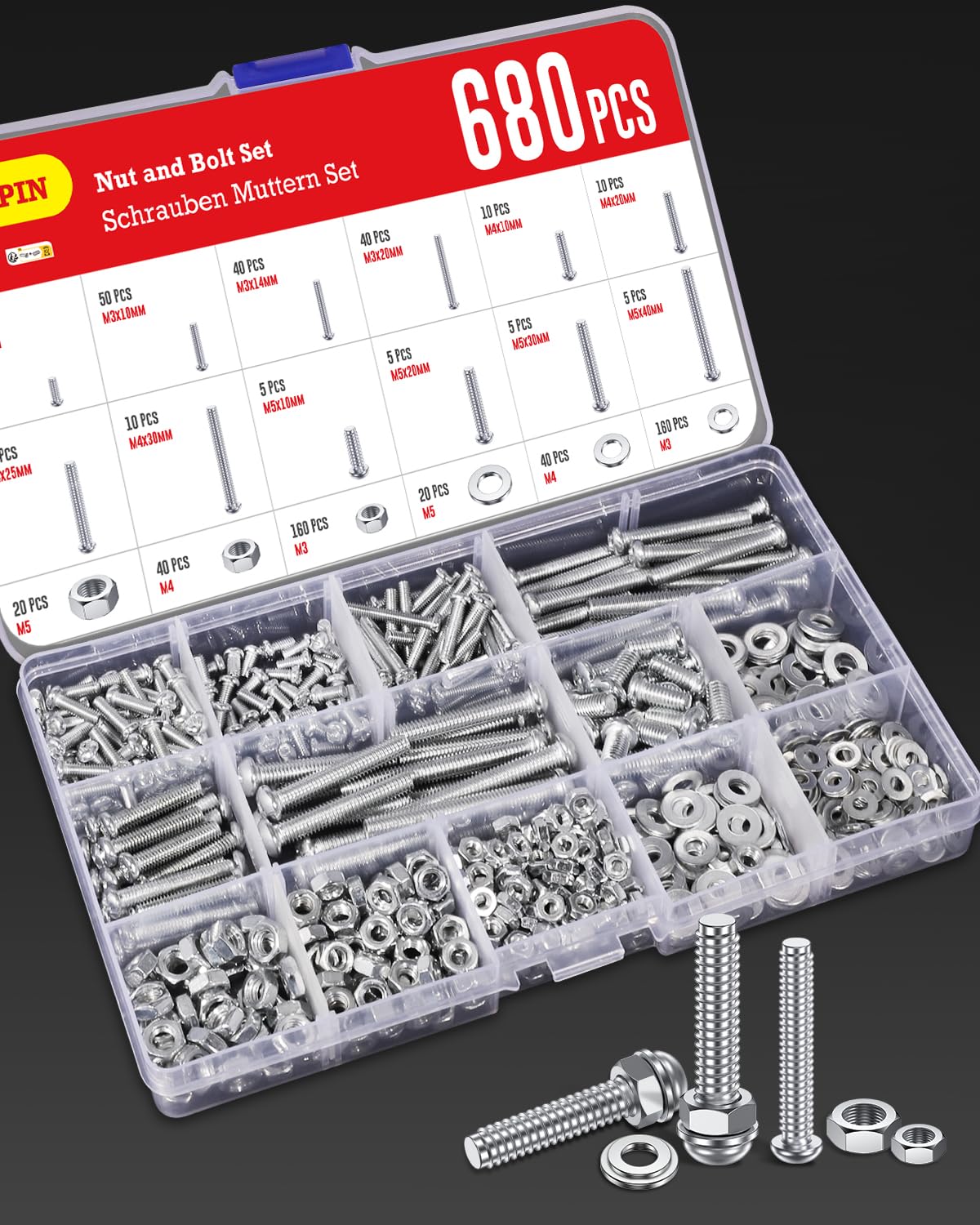 Thumbnail 4 de YOOPIN 680PCS Nuts and Bolts Set