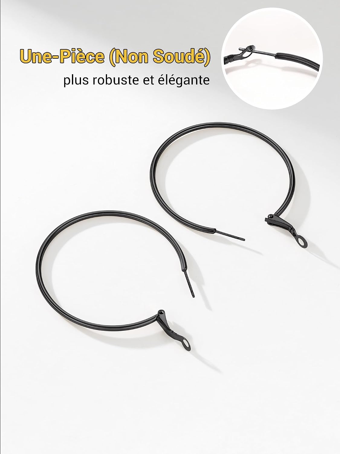 Thumbnail 4 de PROSTEEL créoles femme en acier inoxydable 316L et plaqué or, grands anneaux (50 mm et autres diamètres)