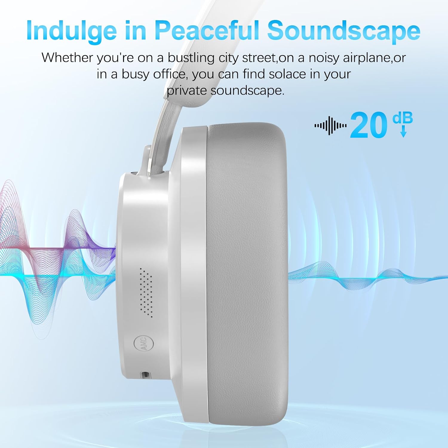 Thumbnail 2 de TSYUCXH Noise Cancelling Headphones Wireless Bluetooth – Over Ear, 65h Playtime, Grey