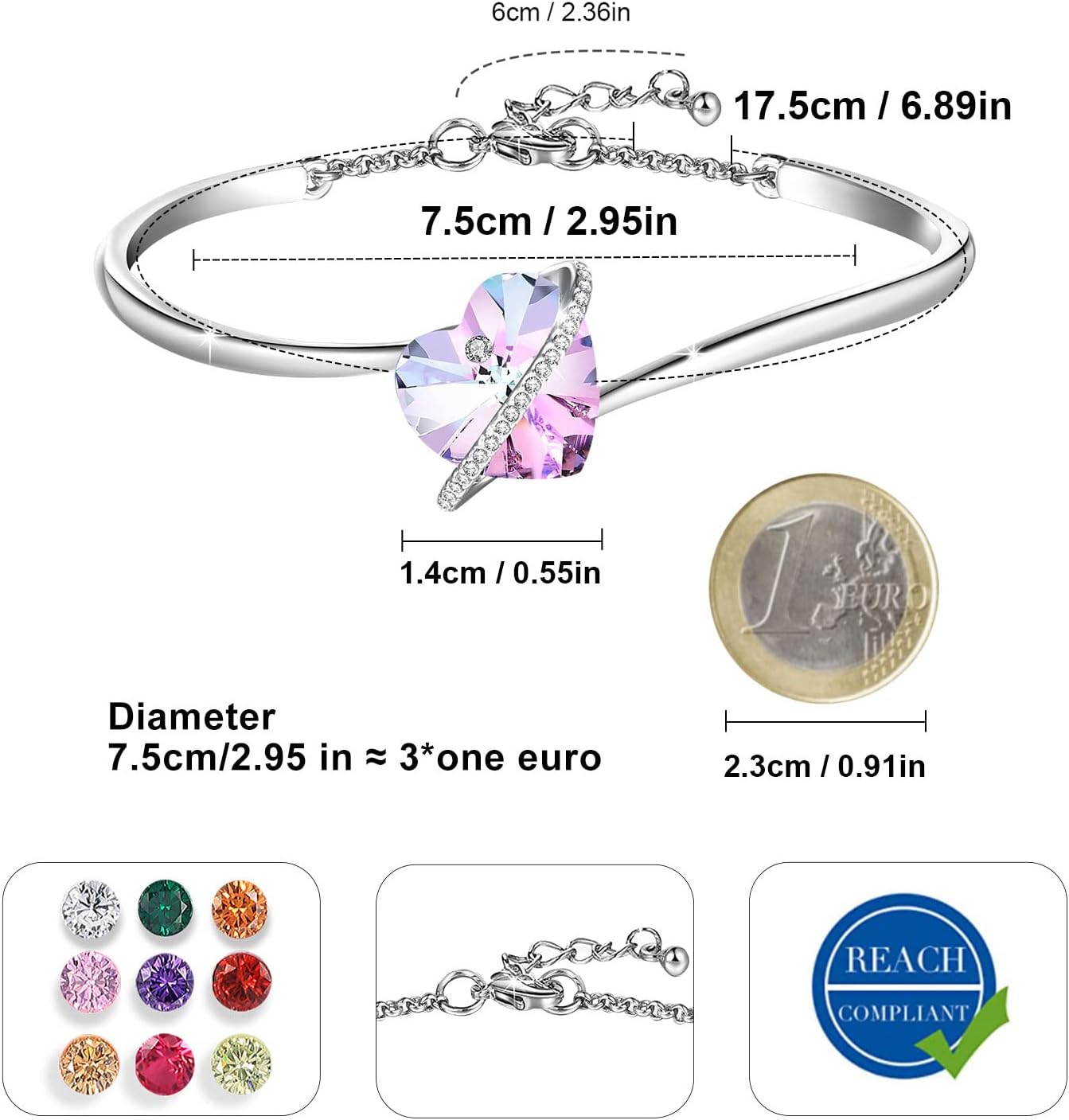 Thumbnail 3 de GEORGE · SMITH Bracelet cœur réglable 6,89"