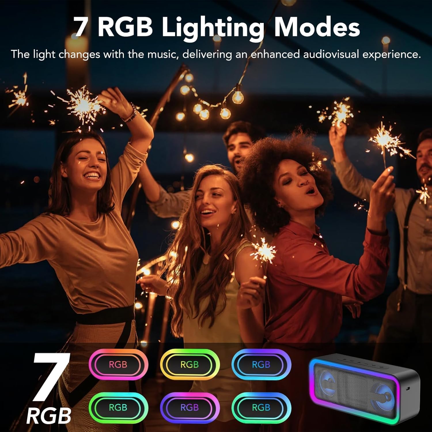 Thumbnail 6 de IKT Bluetooth-Lautsprecher mit Licht, 30 W Stereo (Bass Boost), IPX7, 7 RGB-Modi & Bluetooth 5.4