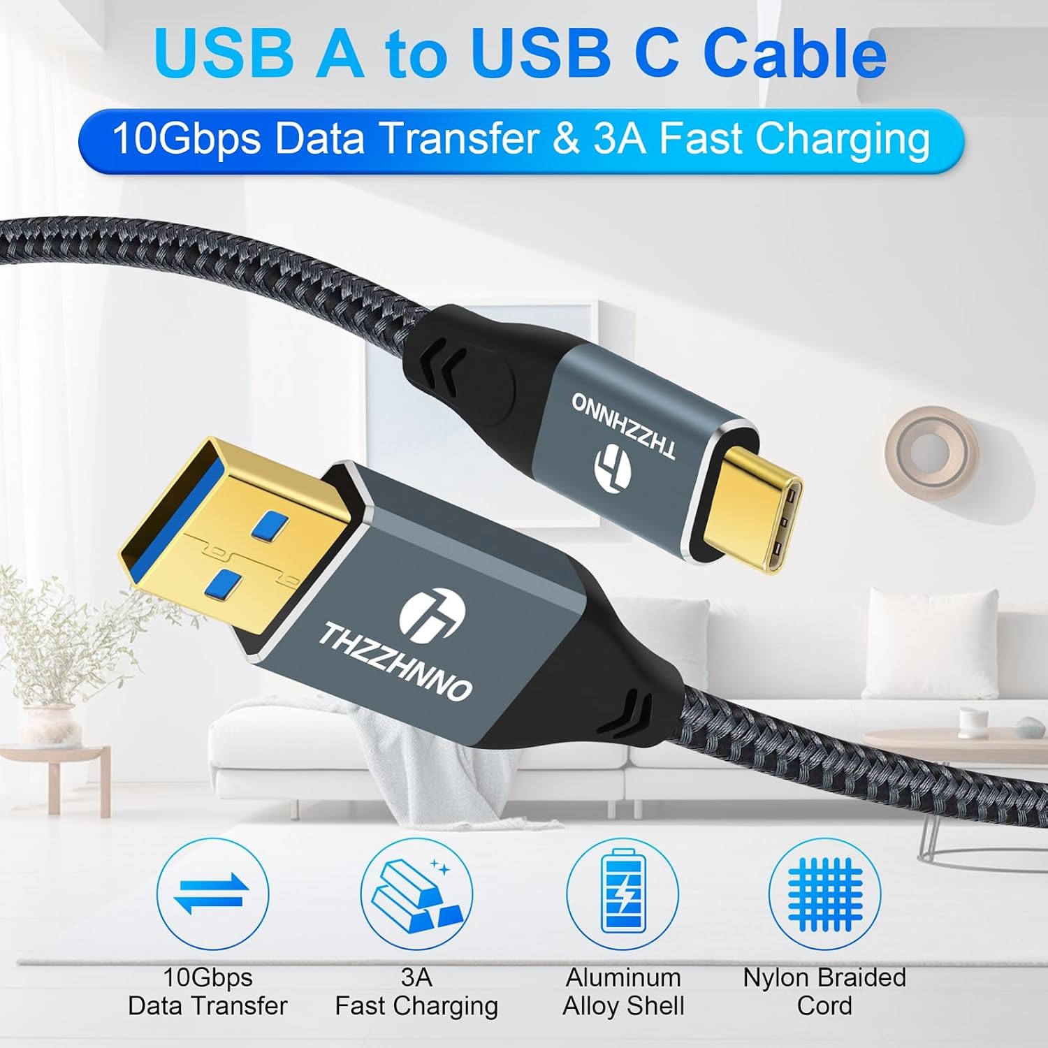 Thumbnail 4 de Thzzhnno USB A to USB C Cable 2M