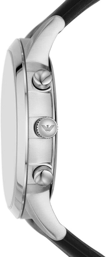 Detalle 2 de Emporio Armani Orologio da uomo – Cronografo in acciaio con cinturino in pelle nera