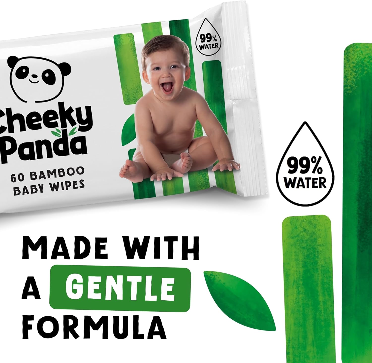 Thumbnail 1 de The Cheeky Panda Bamboo Biodegradable Baby Wipes Multipack (99% purified water) | 60 wipes per pack