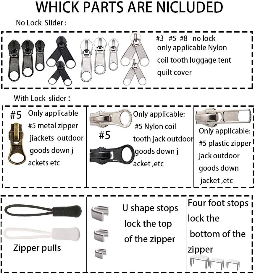 Thumbnail 2 de Meikeer LE 252-Piece Zipper Repair Kit with #3, #5 and #8 Metal Sliders