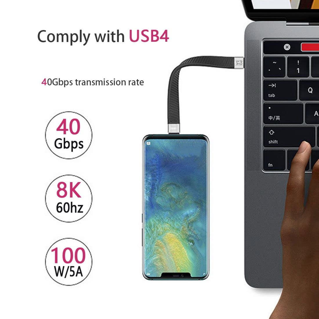 Thumbnail 3 de chenyang CY USB-C USB4 Kabel 40Gbps 100W 13 cm